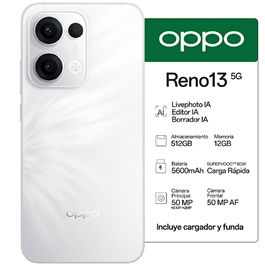 Celular OPPO Reno 13 6.59" 512GB + Cargador Supervooc 80w Blanco           
