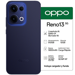 Celular OPPO Reno 13 6.59" 512GB + Cargador Supervooc 80w Azul             