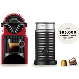 Cafetera Nespresso Inissia Red + Aerochino                                 
