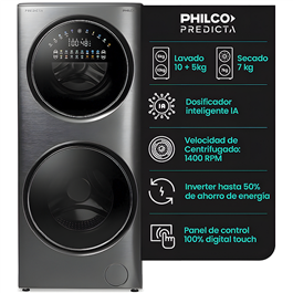Lavasecarropas Torre Philco PHLFT157GT IA 15kg/7kg 1400Rpm Inverter        