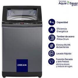 Lavarropas Automático Drean LPDR0865ILG 8Kg 660Rpm Gris                    