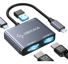 Adaptador Dehuka Dos Monitores Hub USB C HDMI