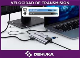 Adaptador Dehuka  8 en 1 USB C HDMI VGA Mini Tipo-B