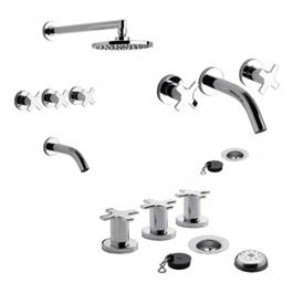 Combo Grifería FV Alerce Lavatorio De Pared Bidet Y Ducha