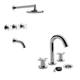 Combo Grifería FV Alerce Para Lavatorio Bañera Y Ducha Cromo