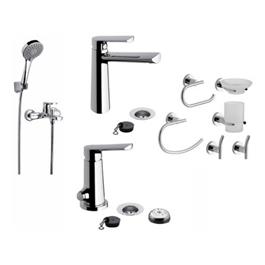 Grifería FV Aromo Baño Completo C/ducha Ext + Kit Acc Libby
