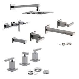 Combo Grifería FV Dominic Lever Lavatorio Pared Bidet Y Ducha