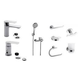 Combo Grifería FV Coty Lavatorio Bidet, Ducha Ext + Kit 5 Acc