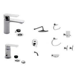Combo Grifería FV Coty Lavatorio Bidet, Ducha Emb + Kit 5 Acc