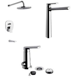 Combo Grifería Completo FV Aromo Lavatorio Alto Bidet Y Ducha Emb