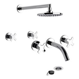 Combo Griferia Alerce D7 Ducha S/T y Lavatorio Pared