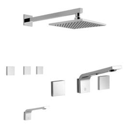 Combo Griferia FV Chalten H4 Cr Ducha C/T+Lav.Pared