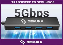 Hub Dehuka USB 4 Puertos USB 3.0 Slim Multiplicador 5gbps Pc Compatible Mac