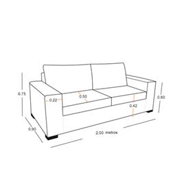 Sofá Bocaccio 3 cuerpos pana negro 200 x 90 Fullconfort